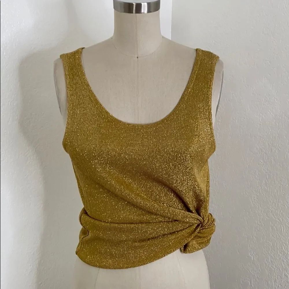 Vintage sparkly gold 90s Y2K tank top S